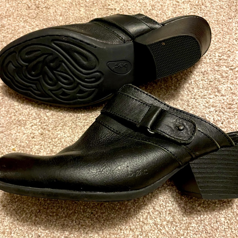 Boc Mule Sandals Black Leather 9 VGUC